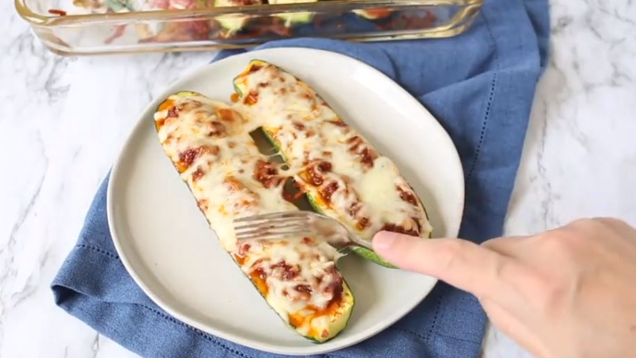 Keto Zucchini Canoes with Goat Cheese